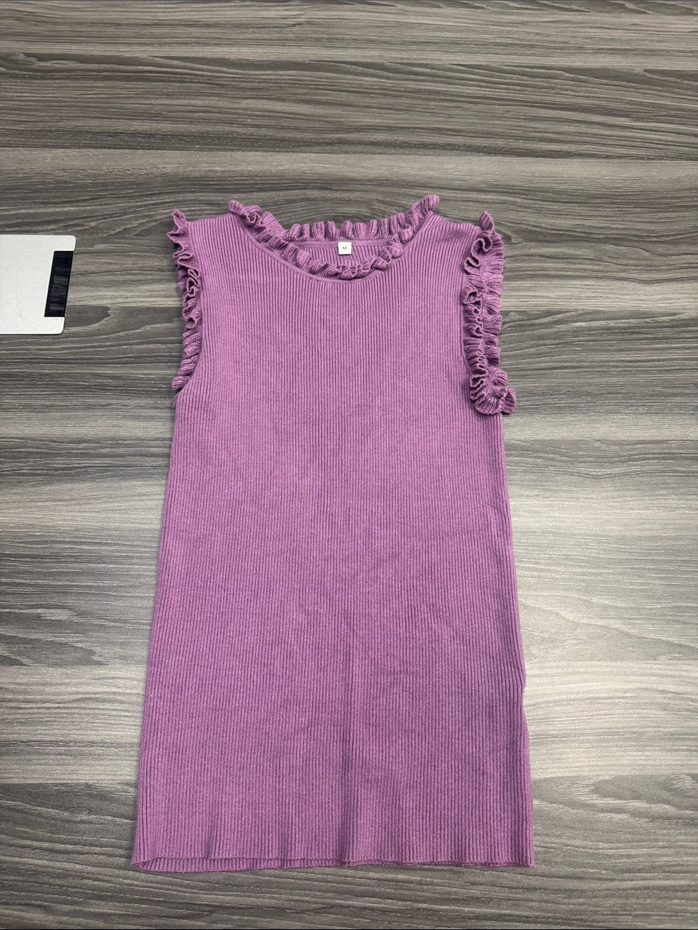 Sleeveless Ruffle-Trim Knit Tank Top - Lavender